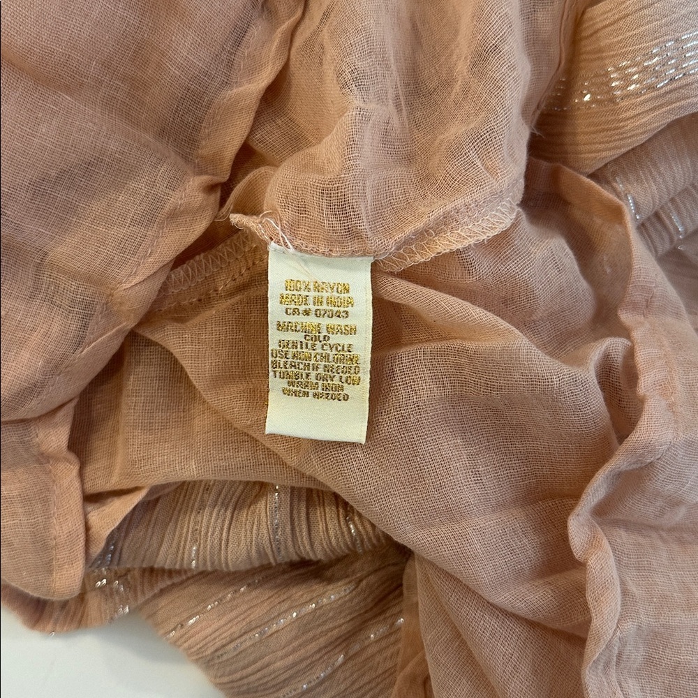 Rebellion Again Soft Pink Maxi Tiered Dress Small Gold Pinstripes - Picture 5 of 5